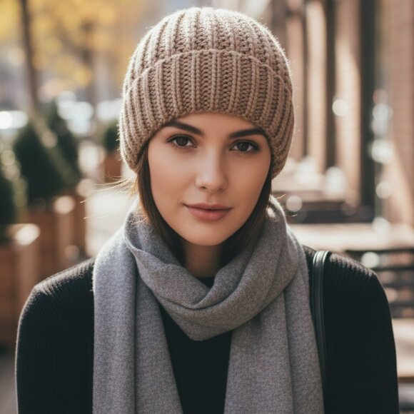 MADE IN ITALY Thick Chunky Crochet Slouchy Beanie Hat Tan Latte Wool Dreads Boho - Picture 16 of 16